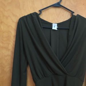 Forest green drape blouse